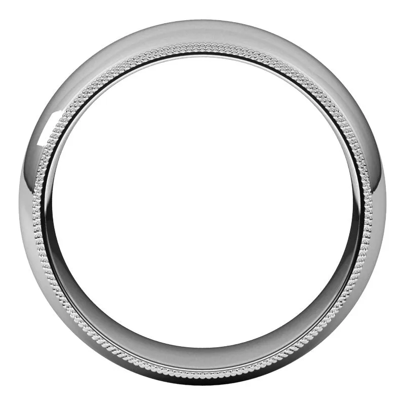 10K White Gold 8 mm double milgrain half round comfort fit Wedding Band