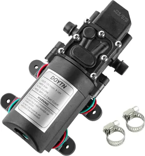 12V Diaphragm Water Pump – 1.2 GPM 80 PSI Self Priming Sprayer Pump with Pressure Switch, Hose Clamps – for RV, Camper, Marine, Boat, Garden, Car Wash