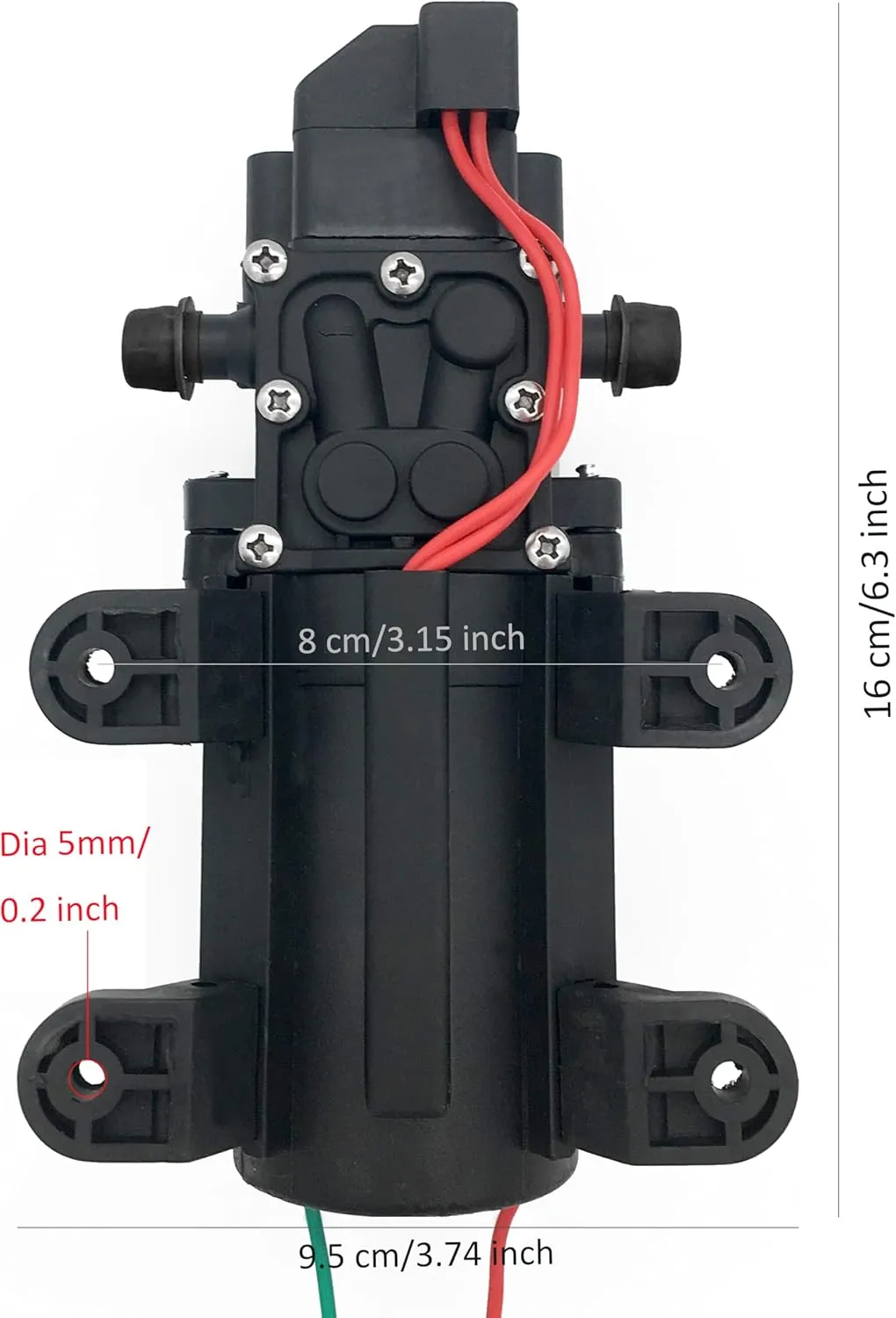 12V Diaphragm Water Pump – 1.2 GPM 80 PSI Self Priming Sprayer Pump with Pressure Switch, Hose Clamps – for RV, Camper, Marine, Boat, Garden, Car Wash