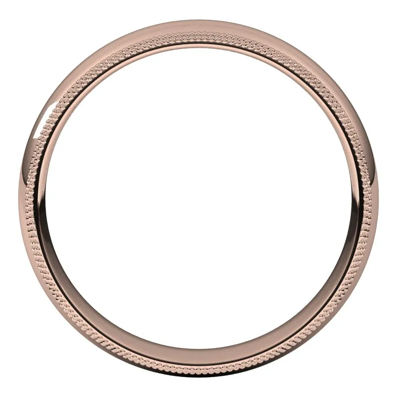 14K Rose Gold 5 mm double milgrain half round comfort fit Wedding Band