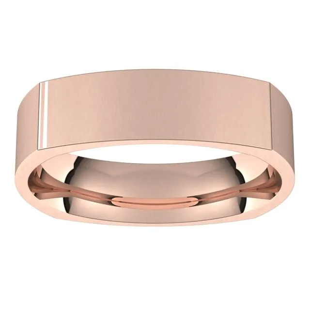 14K Rose Gold 5 mm Square Comfort Fit Wedding Band