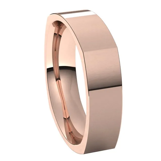 14K Rose Gold 5 mm Square Comfort Fit Wedding Band