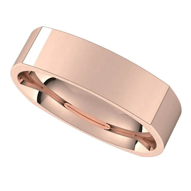 14K Rose Gold 5 mm Square Comfort Fit Wedding Band