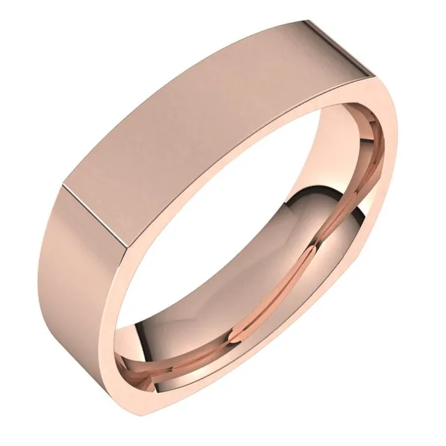 14K Rose Gold 5 mm Square Comfort Fit Wedding Band