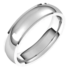 14K White Gold 5 mm Half Round Edge Comfort Fit Wedding Band