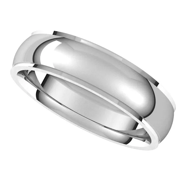 14K White Gold 5 mm Half Round Edge Comfort Fit Wedding Band