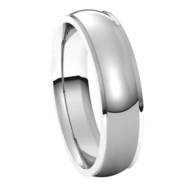 14K White Gold 5 mm Half Round Edge Comfort Fit Wedding Band