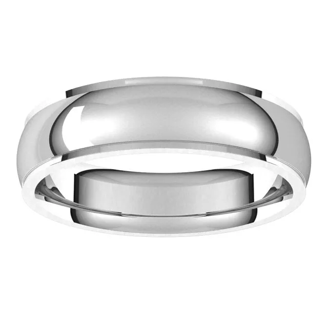 14K White Gold 5 mm Half Round Edge Comfort Fit Wedding Band
