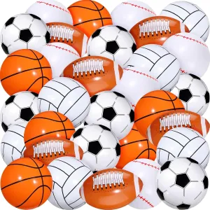 16 Inch Inflatable Sport Balls 5 Styles Sport Beach Balls Swimming Pool PVC Balls Bulk Blow up Sports Party Decorations for Family Outdoor Beach Pool Water Sports(60 Pieces)