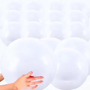 16 Pack 24 Inch 16 Inch Inflatable Solid White Beach Balls Large Inflatable Big Beach Ball Bulk Swimming Pool Balls for Summer Pool Party Favor