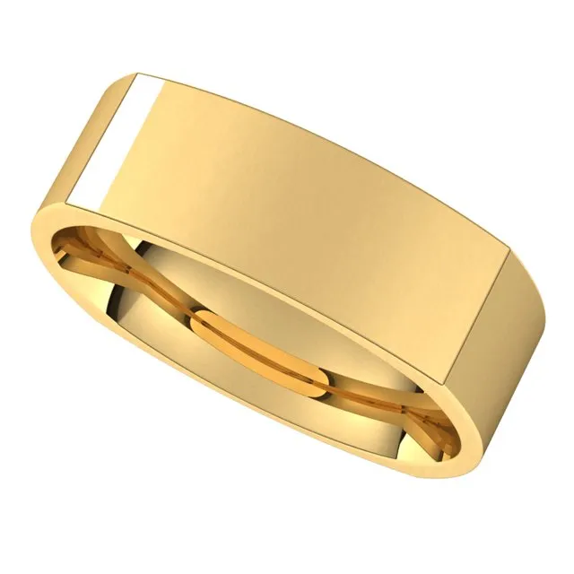 18K Yellow Gold 6 mm Square Comfort Fit Wedding Band