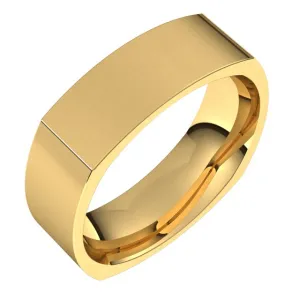 18K Yellow Gold 6 mm Square Comfort Fit Wedding Band