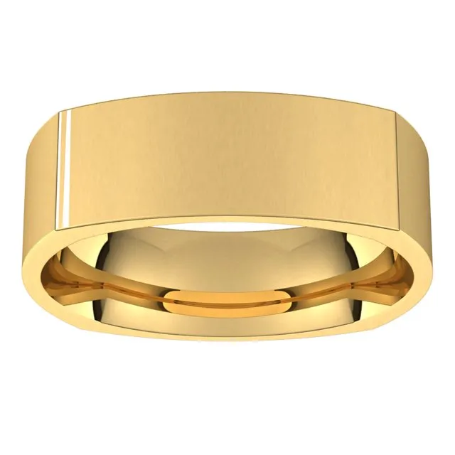 18K Yellow Gold 6 mm Square Comfort Fit Wedding Band