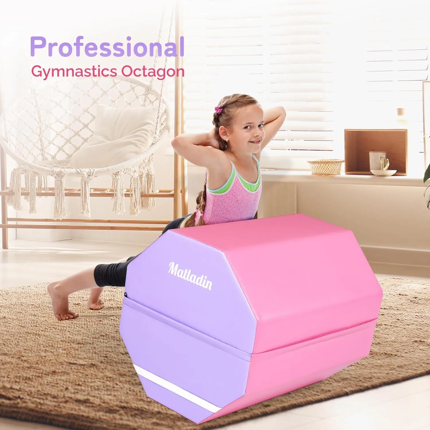 24"x26" Gymnastics Octagon Mat Skill Shape Tumbling Somersault Backbend Trainer Exercise Mat for Preschool Kids Gym
