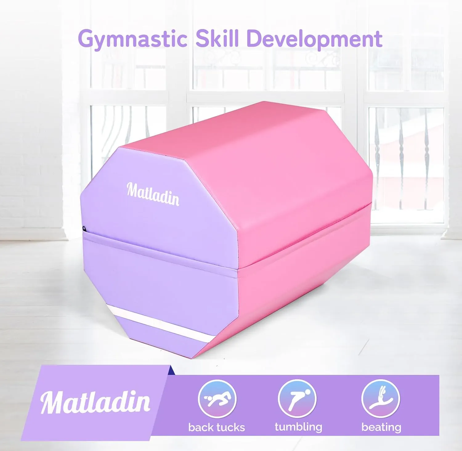 24"x26" Gymnastics Octagon Mat Skill Shape Tumbling Somersault Backbend Trainer Exercise Mat for Preschool Kids Gym