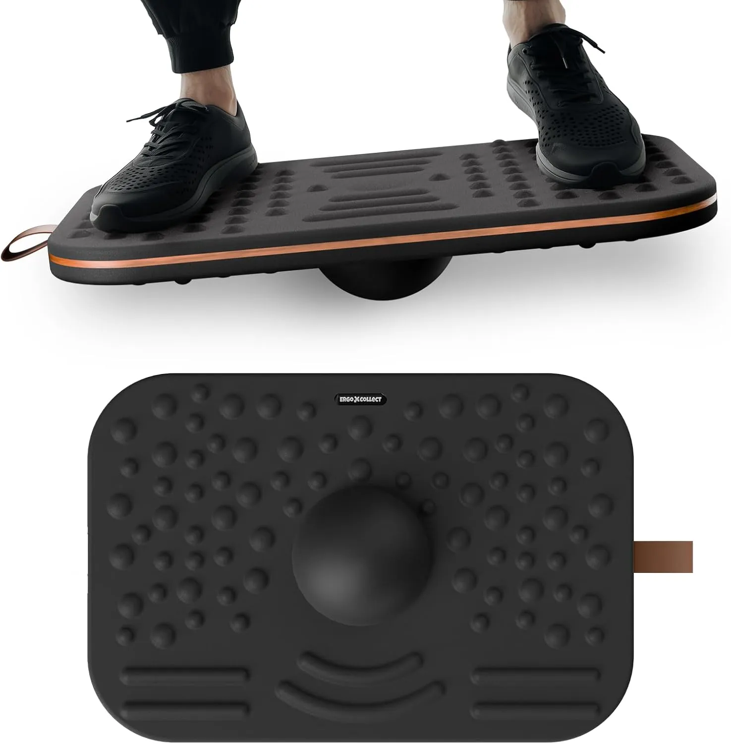 360° Wobble Balance Board for Adults, Dual-Sided Anti-Fatigue Foot Massage Mat & Balance Trainer for Standing Desk, Office, Home, or Exercise Use, PU   Wood Construction