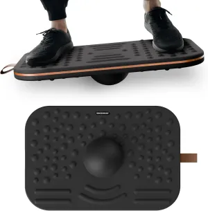 360° Wobble Balance Board for Adults, Dual-Sided Anti-Fatigue Foot Massage Mat & Balance Trainer for Standing Desk, Office, Home, or Exercise Use, PU   Wood Construction