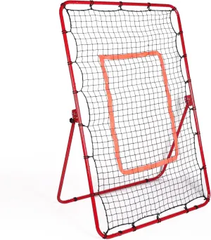 6x4 FT Pitch Back Baseball Rebounder, Adjustable Softball Bounce Back Net for Throwing and Pitching Practice, Lacrosse Volleyball Trainer, Red