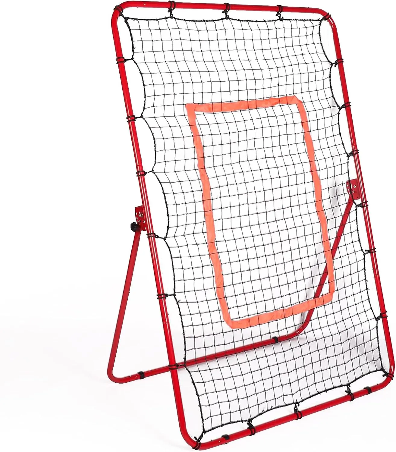 6x4 FT Pitch Back Baseball Rebounder, Adjustable Softball Bounce Back Net for Throwing and Pitching Practice, Lacrosse Volleyball Trainer, Red