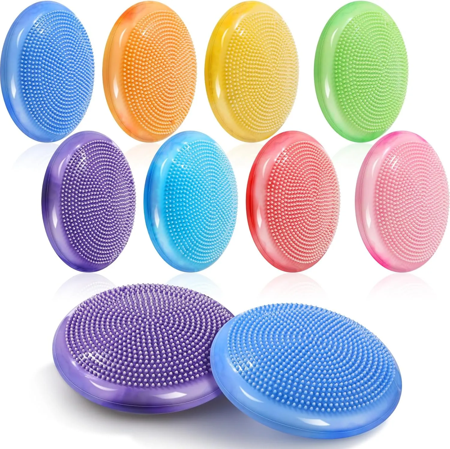 8 Pcs Wobble Cushion with Inflation Pump Cloud Style Wiggle Seat for Sensory Kids Flexible Sensory Seating Balance Disc for Classroom Elementary Office Home