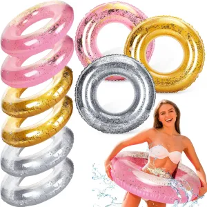 9 Pieces Inflatable Pool Floats 36 Inches Float Tube Swimming Tube Vinyl Pool Floaties Swim Tubes Rings Party Decorations for Teenager Adults Party Beach Vacation - UV Resistant