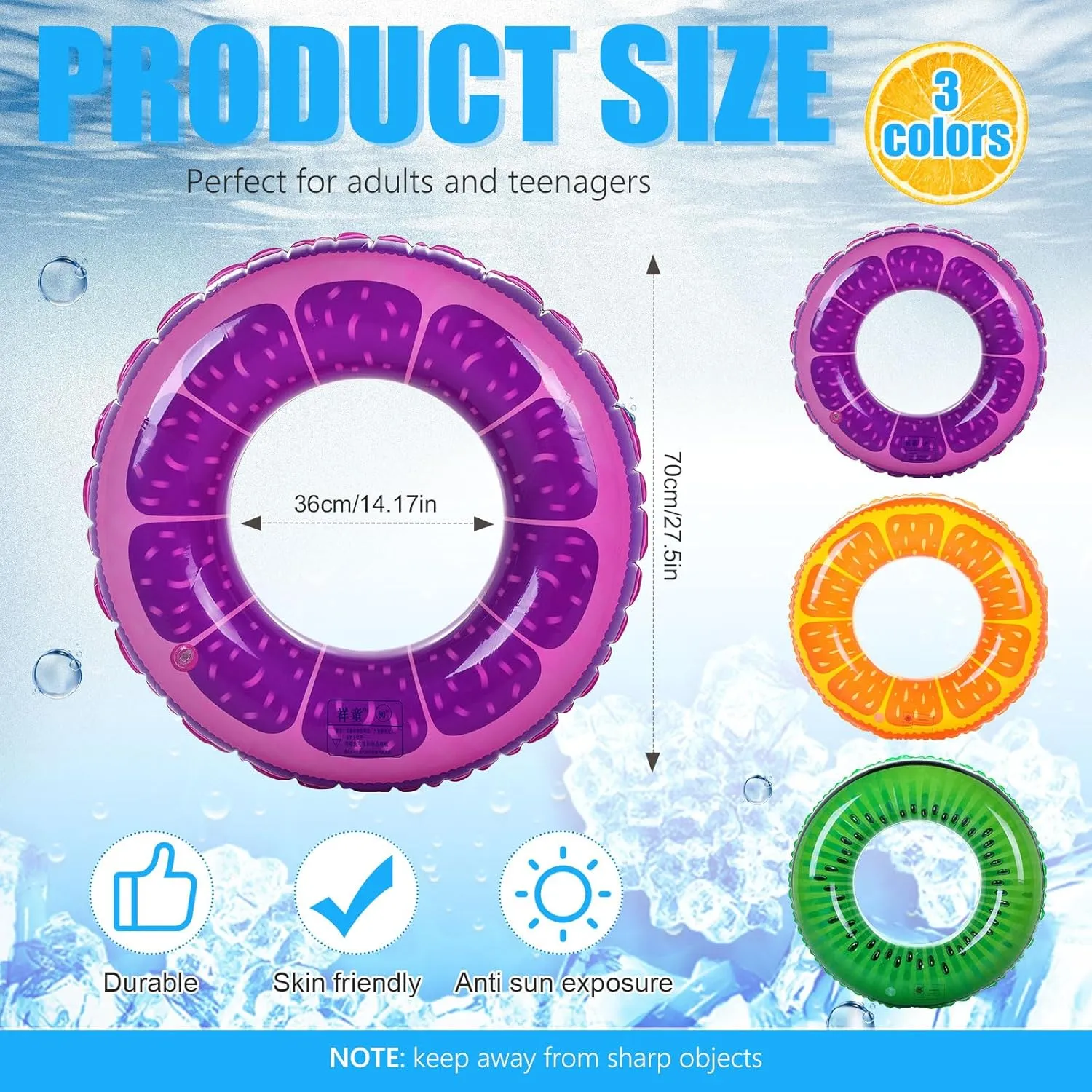 9 Pieces Inflatable Pool Floats 36 Inches Float Tube Swimming Tube Vinyl Pool Floaties Swim Tubes Rings Party Decorations for Teenager Adults Party Beach Vacation - UV Resistant