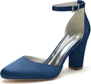 ADMLZQQ Women's Closed Toe Fashion Ankle Strap Block Chunky Low Heel Pump Sandal Party Wedding Dress Shoe