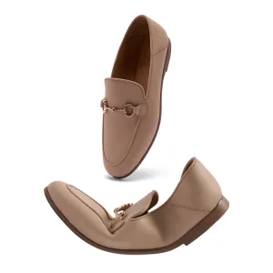 AiciBerllucci Women's Leather Loafer,Casual Loafers Shoes, Slip on Loafers Shoes for Women,Soft Comfort Flat Loafer Shoes for Ladies  Loafer Apricot COCO