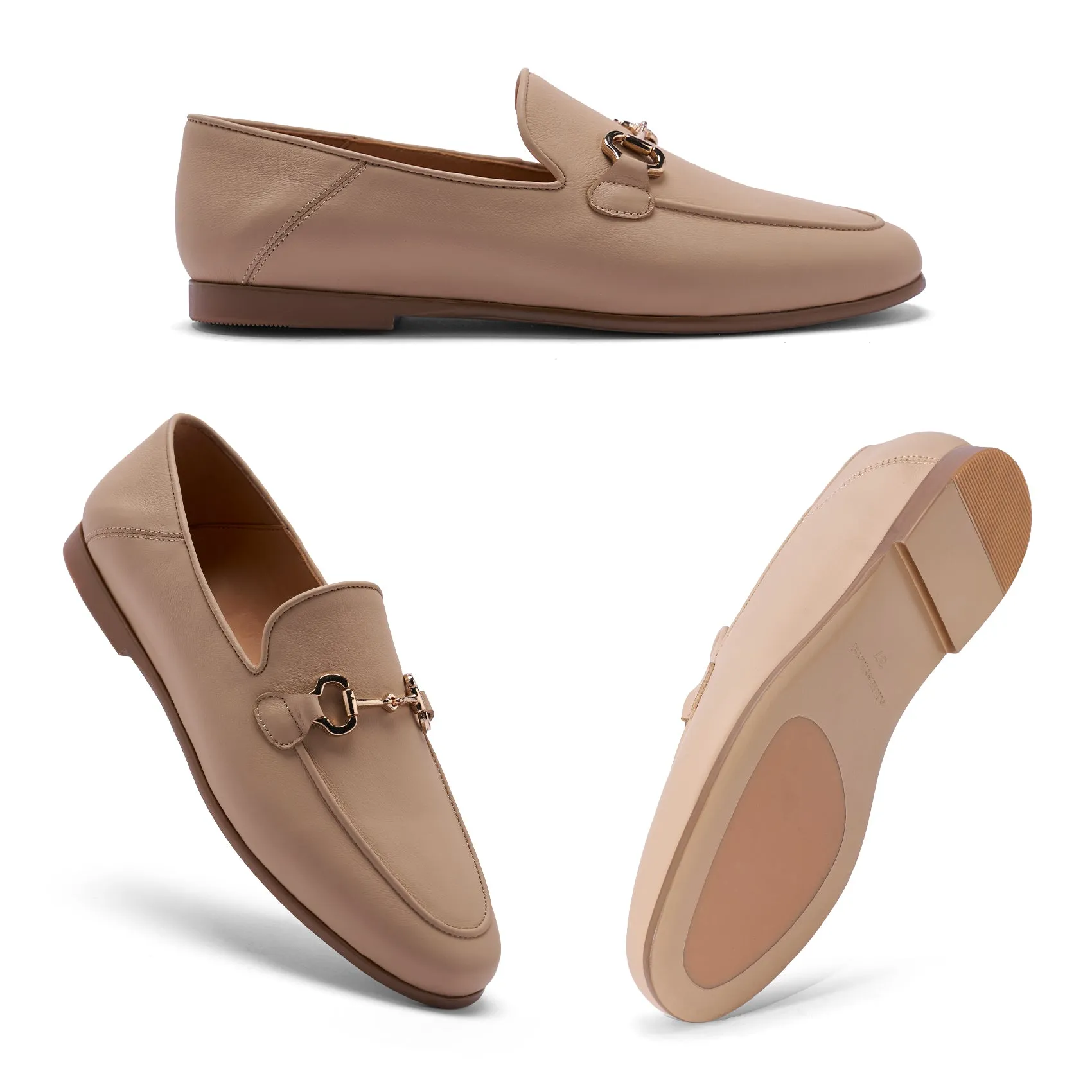 AiciBerllucci Women's Leather Loafer,Casual Loafers Shoes, Slip on Loafers Shoes for Women,Soft Comfort Flat Loafer Shoes for Ladies  Loafer Apricot COCO