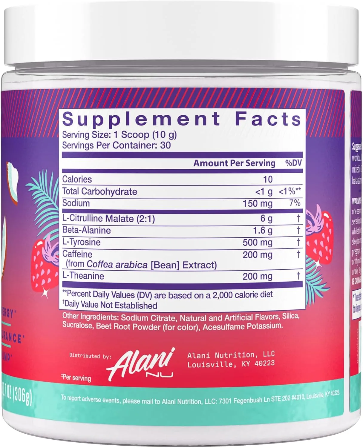 Alani Nu Pre Workout Powder Hawaiian Shaved Ice | Amino Energy Boost | Endurance Supplement | Sugar Free | 200mg Caffeine | L-Theanine, Beta-Alanine, Citrulline | 30 Servings
