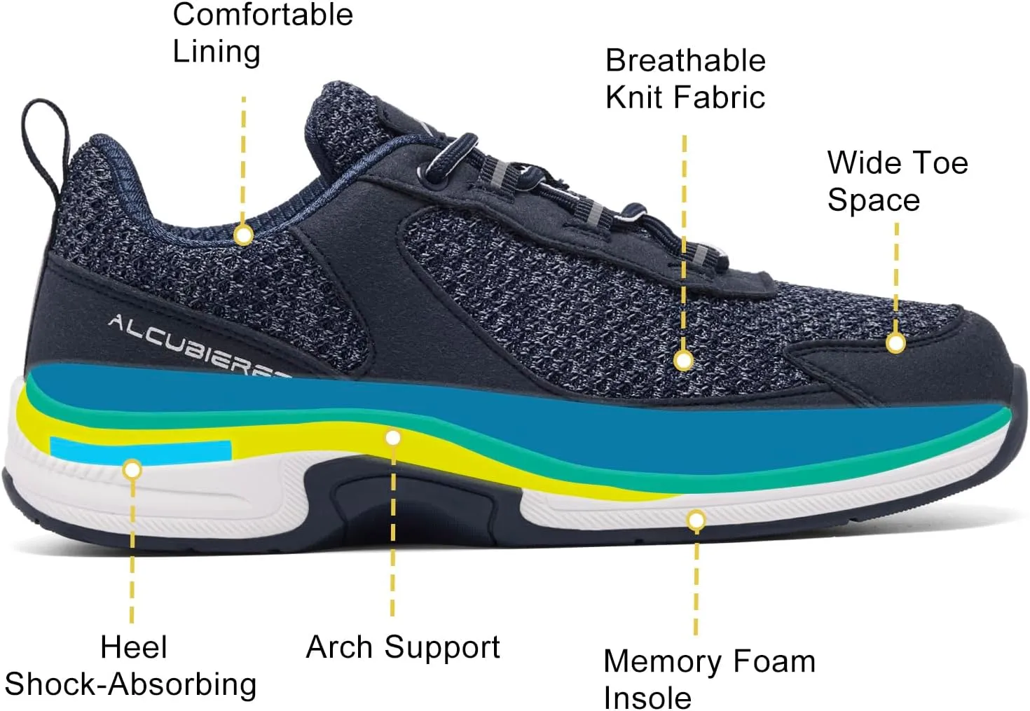alcubieree OTR Mens Walking Shoes Diabetic Orthopedic Sneakers for Plantar Fasciitis