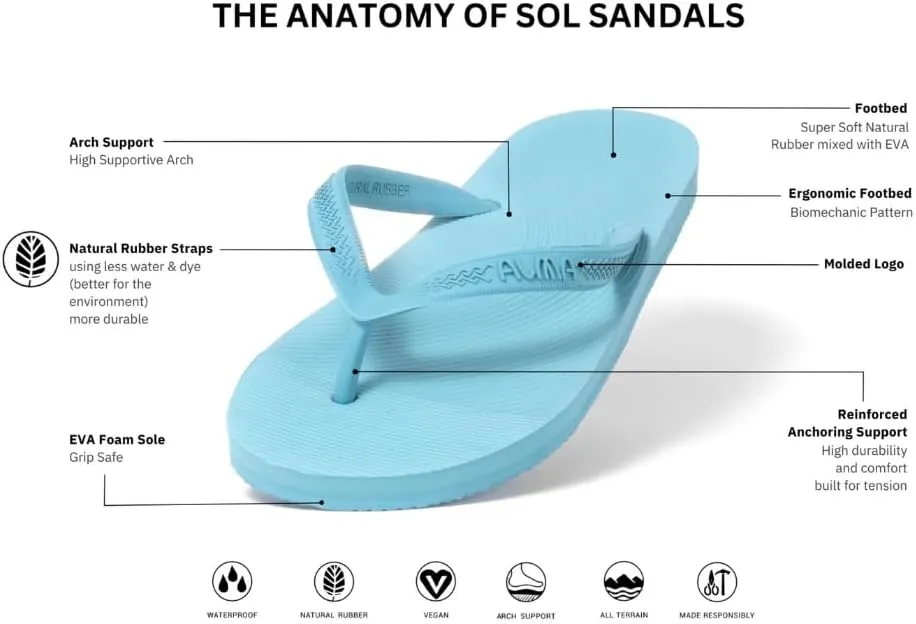 ALMA Men's SOL Classic Natural Rubber Sole Flip Flops