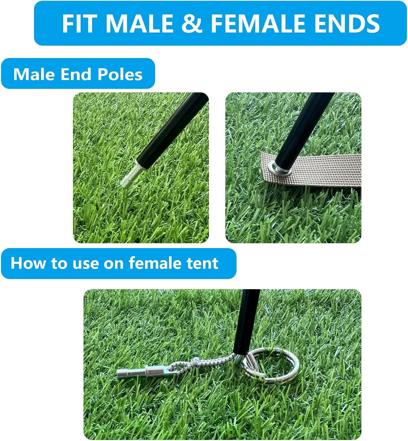 Aluminum Tent Poles Replacement,Fits Both Female and Male Ends,7001 T6 Lightweight Tent Rod Repair Kit for Camping Hiking Backpacking Tent (12ft 1.3in)