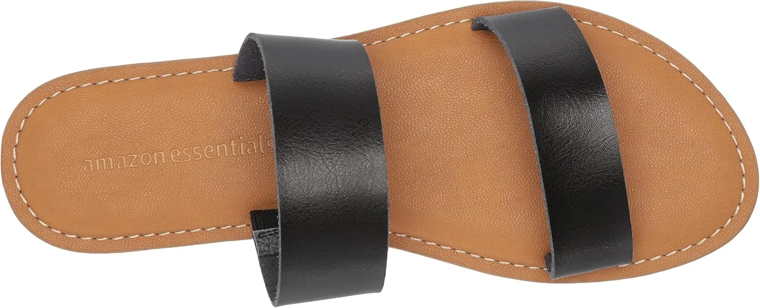 Amazon Essentials Women's Two Band Slip On Open Toe Sandal