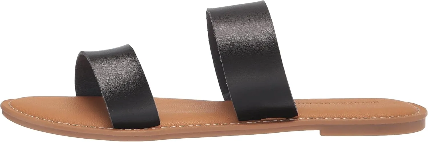 Amazon Essentials Women's Two Band Slip On Open Toe Sandal
