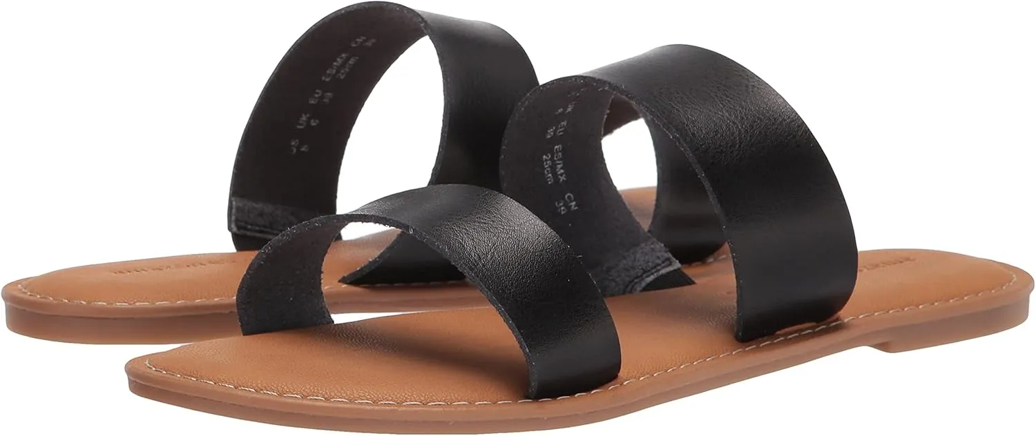 Amazon Essentials Women's Two Band Slip On Open Toe Sandal