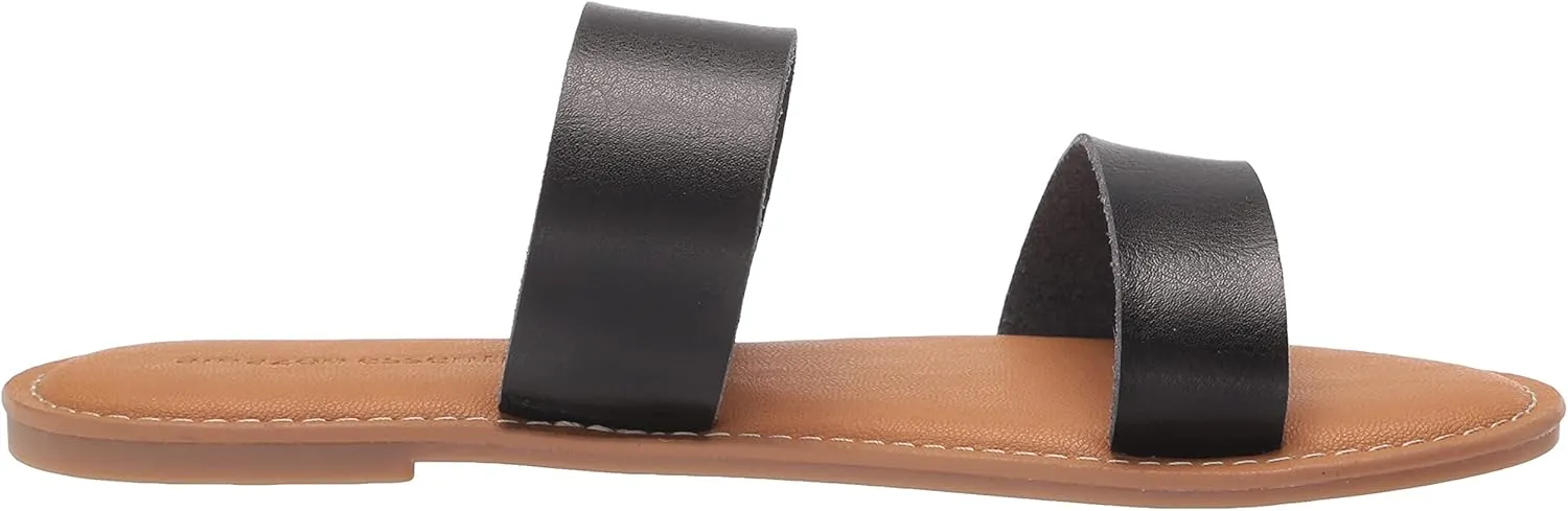 Amazon Essentials Women's Two Band Slip On Open Toe Sandal