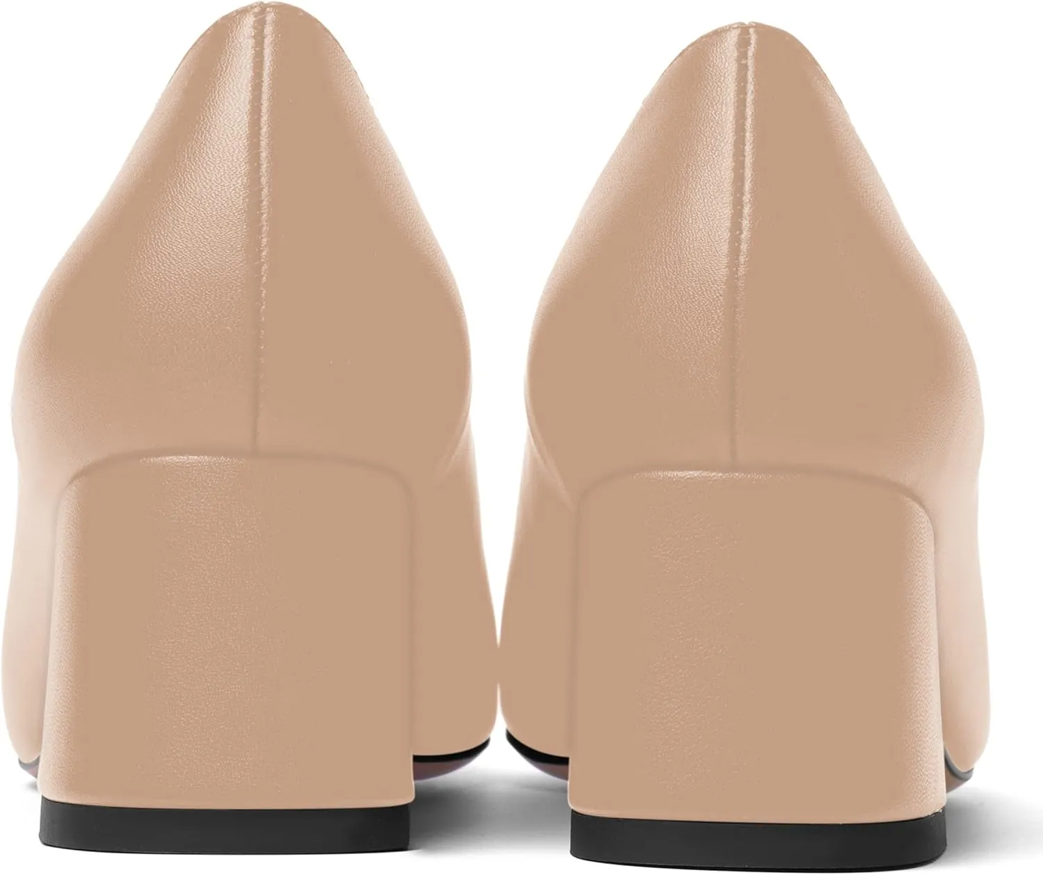 AMBELIGHT Womens Pointed Toe Casual Block Office Matte Slip On Chunky Low Heel Pumps Shoes 2 Inch