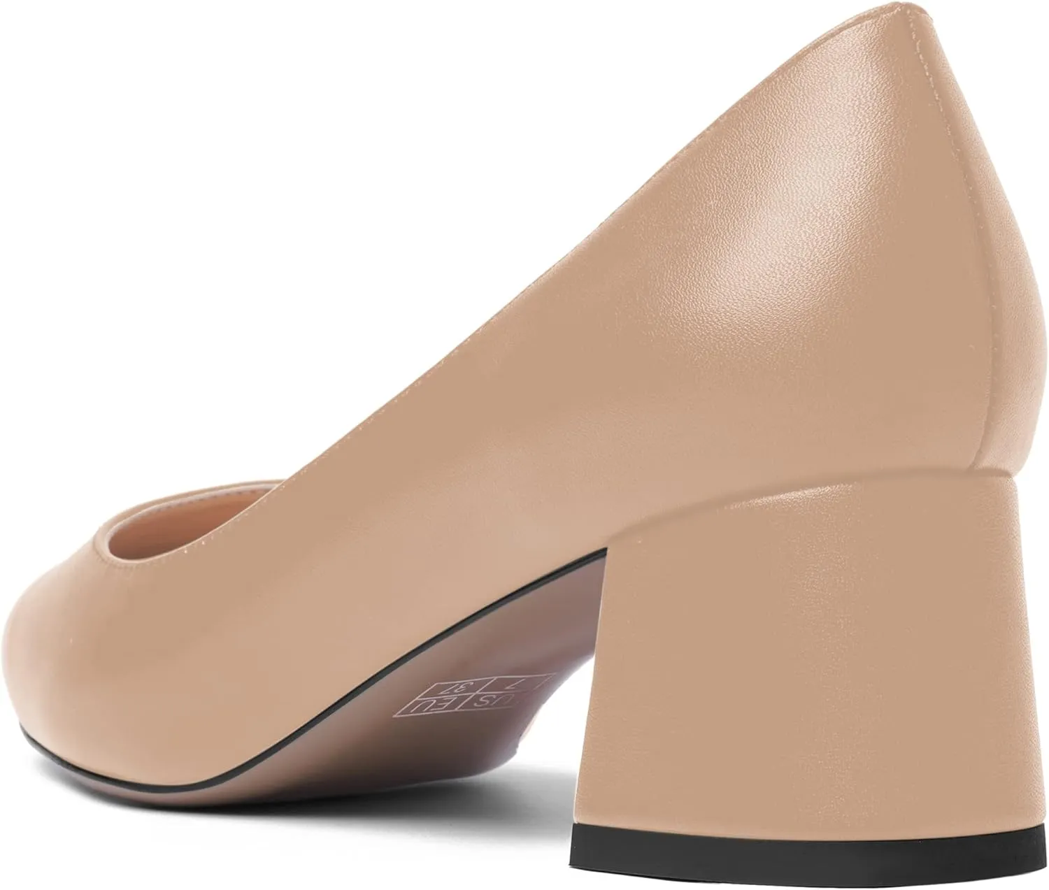 AMBELIGHT Womens Pointed Toe Casual Block Office Matte Slip On Chunky Low Heel Pumps Shoes 2 Inch