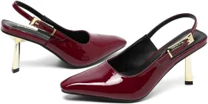 Amoji Women 3.5 In Kitten Heel Slingback Dress Shoes FZ334