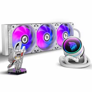 AsiaHorse WK-A360 ARGB All-in-One AIO CPU Liquid Cooler, Wandering Knight 360mm Water Cooling System with Dual High-Performance Pump and 3×120mm PWM Fans, Compatible with Intel & AMD CPUs (White)