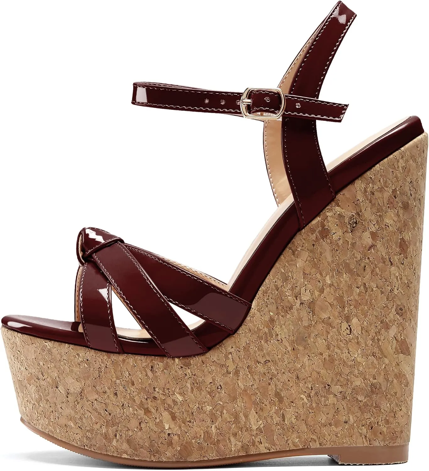 AUMOTED Women Wedge Sandals Platform High Heels Peep Toe 5.9" Ankle Srap Patry Wedding Summer Heeled Sandals