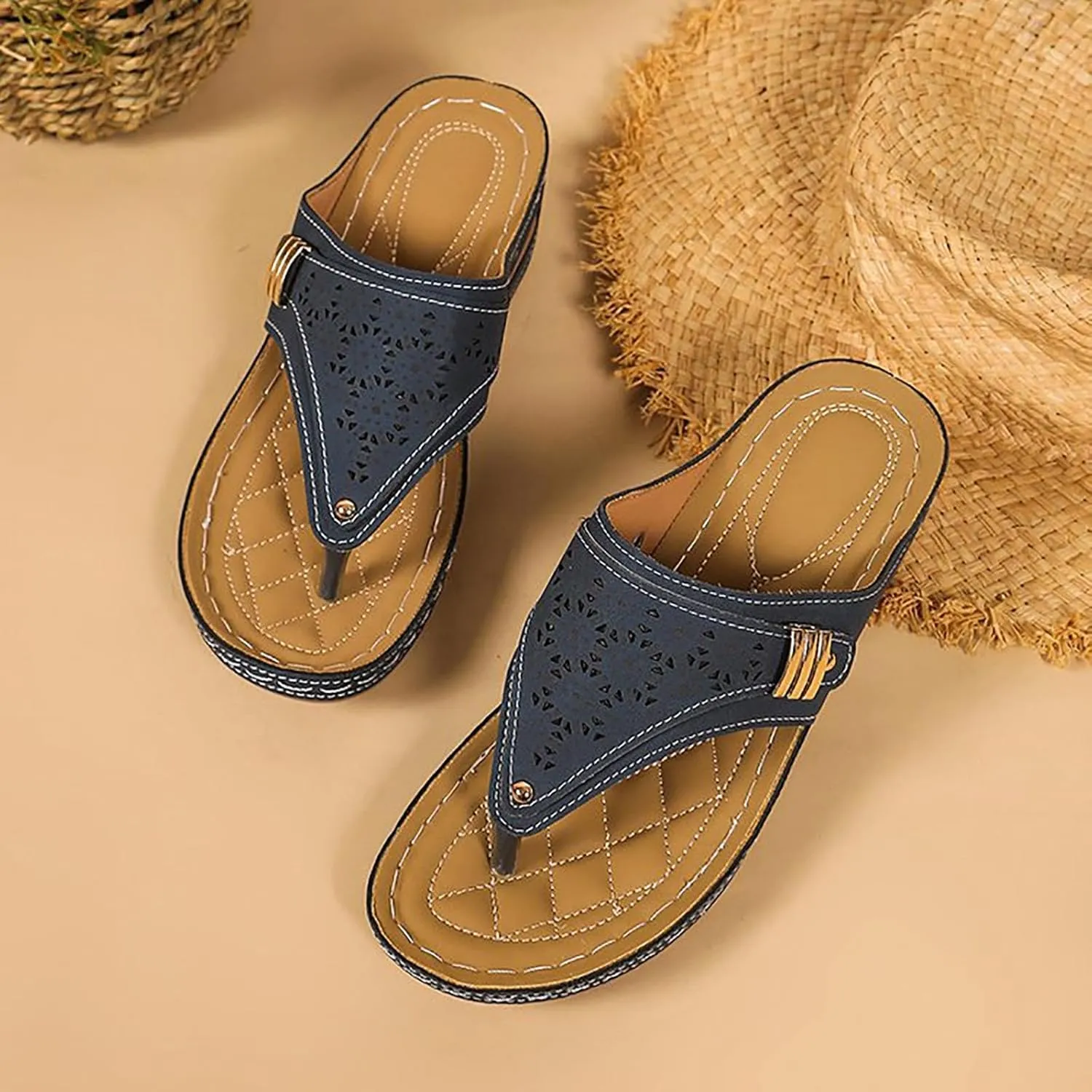 Avylays Orthopedic Sandals for Women Wedge Walking Sandals Breathable Mesh Sports Sandals Non Slip Platform Slippers