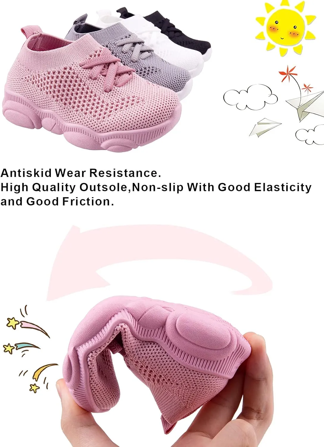 Baby Boy Girl First Walking Shoes Toddler Infant Mesh Sneakers Breathable Lightweight Non-slip Rubber Sole Summer