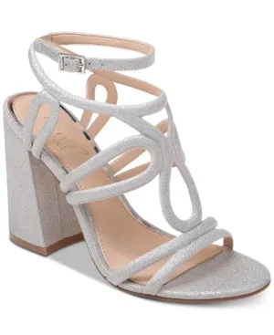Badgley Mischka Womens Shari Open Toe Ankle Strap Classic, Silver, Size 7.0