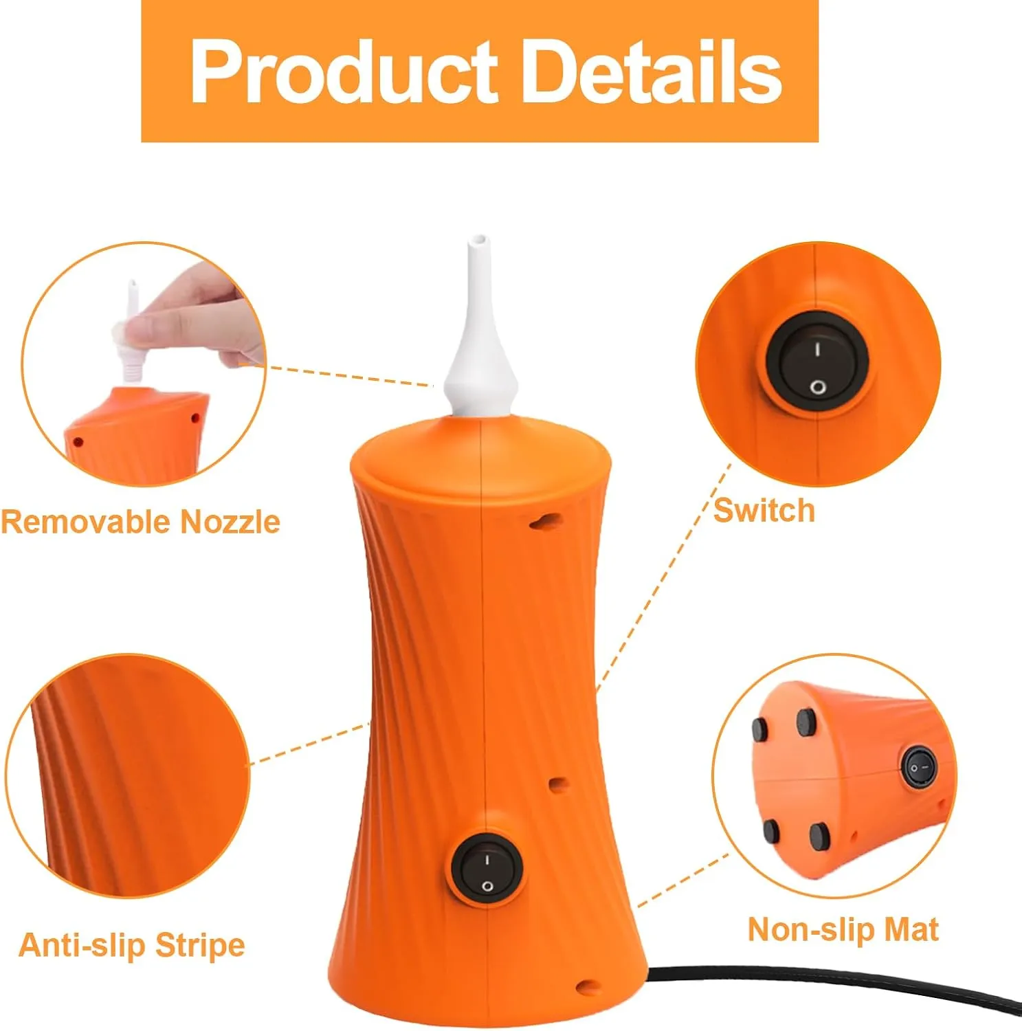 Balloon Pump Electric Air Balloon Pump Balloon Inflator for Foil Animal, Classic, Long Balloons