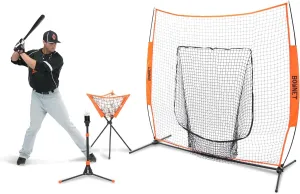 Bownet Hit Kit Baseball Training Equipment Set with UtiliTee Hitting Tee, Ball Caddy, and Big Mouth Batting Net (7'x7')