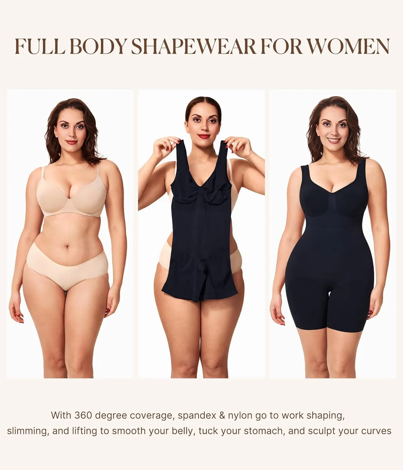 BRABIC Waist Trainer Shapewear Bodysuits for Women Tummy Control Seamless Full Low Back Faja Body Shaper Butt Lifter