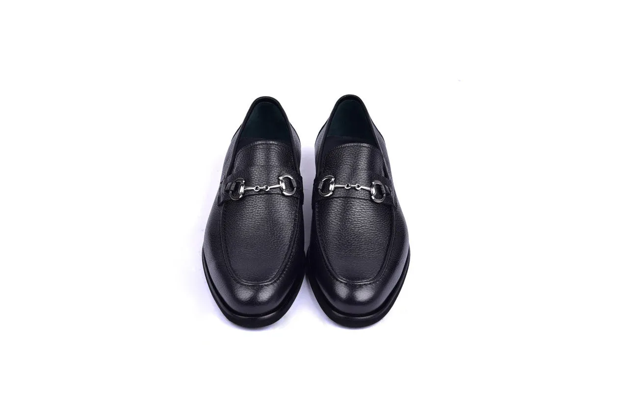 C001103-5844 Deer Skin Buckle Loafer-Black
