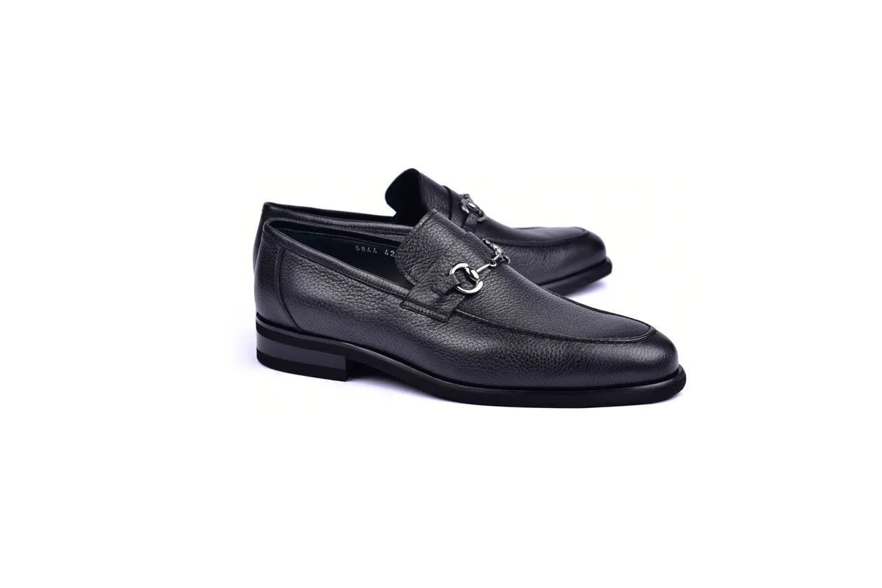 C001103-5844 Deer Skin Buckle Loafer-Black